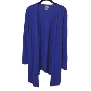 Chicos The Ultimate Tee Slub Knit Royal Blue Long Sleeve Open Cardigan 0/Small/6